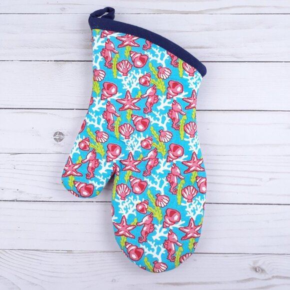 Oven Mitt Barbeque BBQ Grill Cooking Nautical Turtle Lake Sea Shells - Picture 2 of 2